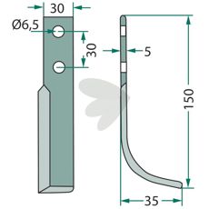 Jordfrskniv  Holder c-c 30mm hl 6,5mm