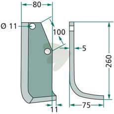 Jordfrskniv  Holder c-c 100mm hl 11mm