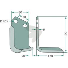 Jordfrskniv  Sauerburger c-c 58mm hl 12,5mm