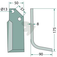 Jordfrskniv  JNC c-c 37mm hl 13mm