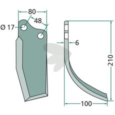 Jordfrskniv  Agromet c-c 48mm hl 17mm