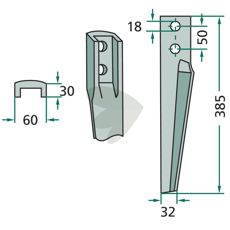 Rotorharvtand Eberhardt m.fl. 60X385mm hl 18mm