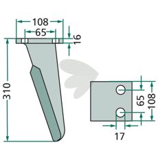 Rotorharvtand Frandent m.fl 108X310mm hl 17mm