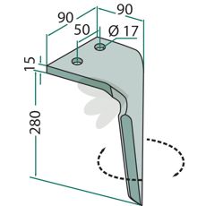 Rotorharvtand Sicma m.fl. 90X280mm hl 17mm