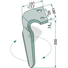 Rotorharvtand Alpego m.fl. 100X300mm hl 17mm