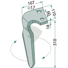 Rotorharvtand Alpego m.fl. 110X310mm hl 17mm