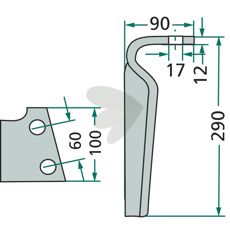 Rotorharvtand Feraboli m.fl. 100X290mm hl 17mm