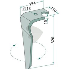 Rotorharvtand Feraboli m.fl. 110X320mm hl 13mm