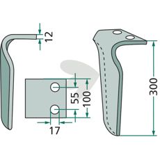 Rotorharvtand Frandent m.fl. 100X300mm hl 17mm