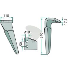 Rotorharvtand Maletti m.fl. 110X340mm hl 19mm