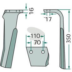 Rotorharvtand Rabe m.fl. 110X325mm hl 17mm