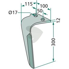 Rotorharvtand Rau m.fl. 100X300mm hl 17mm