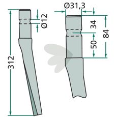 Rotorharvtand Feraboli m.fl. 31,3X312mm 7A46026