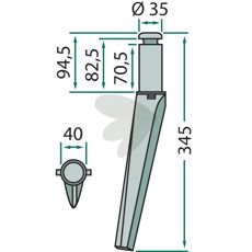 Rotorharvtand Krone m.fl. 40X345mm 