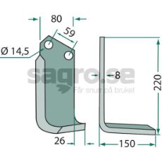 Jordfrskniv  Tortella c-c 59mm hl 14,5mm