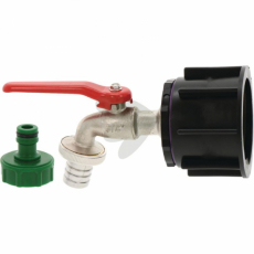 IBC-Adapter lng S60x6 med mssingskulventil 3/4 "