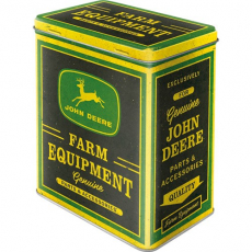 John Deere plåtburk 1,3L, idealisk för förvaring och som samlarobjekt.