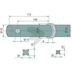 Balspjut Lngd 850mm Form Rak 18815