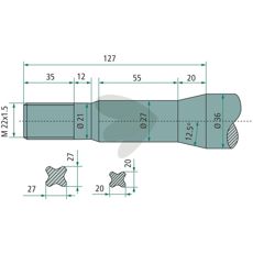 Balspjut med bussning konisk mutter Lngd 900mm 53143