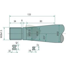 Balspjut konisk mutter M28X1,5 900mm