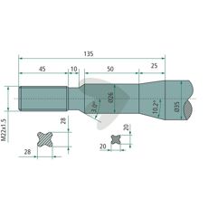 Balspjut rak, med konisk mutter M22X1,5 55763