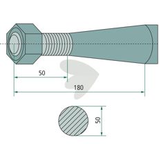 Balspjut konisk mutter van Lengerich M28X1,5 