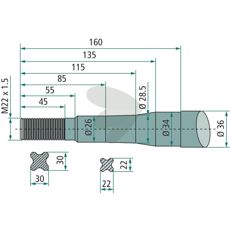 Balspjut konisk mutter Faucheux M22X1,5