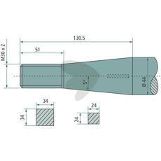 Balspjut rak, med konisk mutter 1250mm 55306