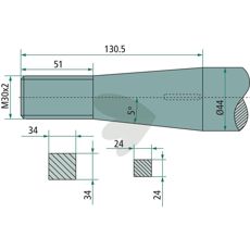 Balspjut rak, med konisk mutter 1400mm 55227