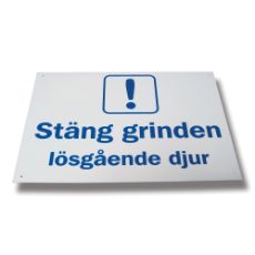 Skylt Stng grinden lsgende djur