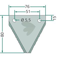 Trskkniv Tandad Deutz-Fahl m.fl. 76X80mm hl 5,5mm