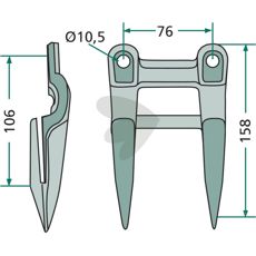 Dubbelfinger 5", med tvrstag