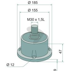 Lagring kpl. med vnstergnga, 35x185x160 mm, M30x1,5L