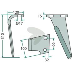 Rotorharvtand Rabe m.fl. 120X310mm hl 32mm