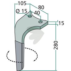 Rotorharvtand Rabe m.fl. 80X280mm hl 15mm