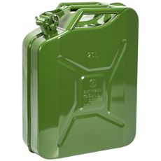 Jeepdunk på 20L i grön färg, idealisk för att lagra och transportera bränsle.