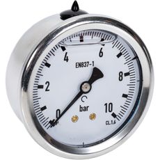 Manometer 10Bar, 63mm, bakre montering, idealisk för exakt tryckövervakning.