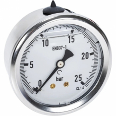 Manometer 25Bar, 63mm, bakre montering, perfekt för medeltrycksmätning.