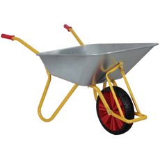 Galvaniserad skottkärra 100L, platt design för enkel lastning och lossning.
