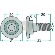 Bult Fr Sltterkniv M12x35 mm