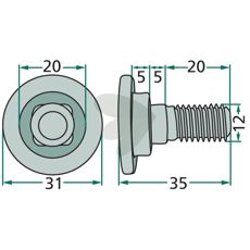 Bult Fr Sltterkniv M12x35 mm