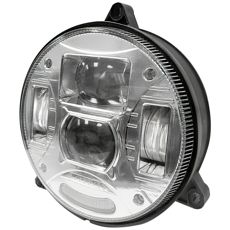 Rund LED-strålkastare, 132mm, 3-punkts fäste i krom.