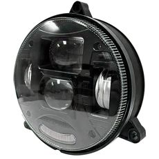Rund LED-strålkastare, 132mm, 3-punkts fäste i svart.